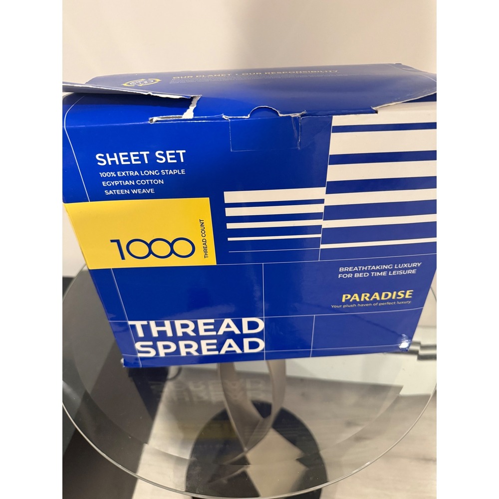 Thread Spread 1000 TC Egyptian Cotton King Sheet Set White Sateen Weave 4pc